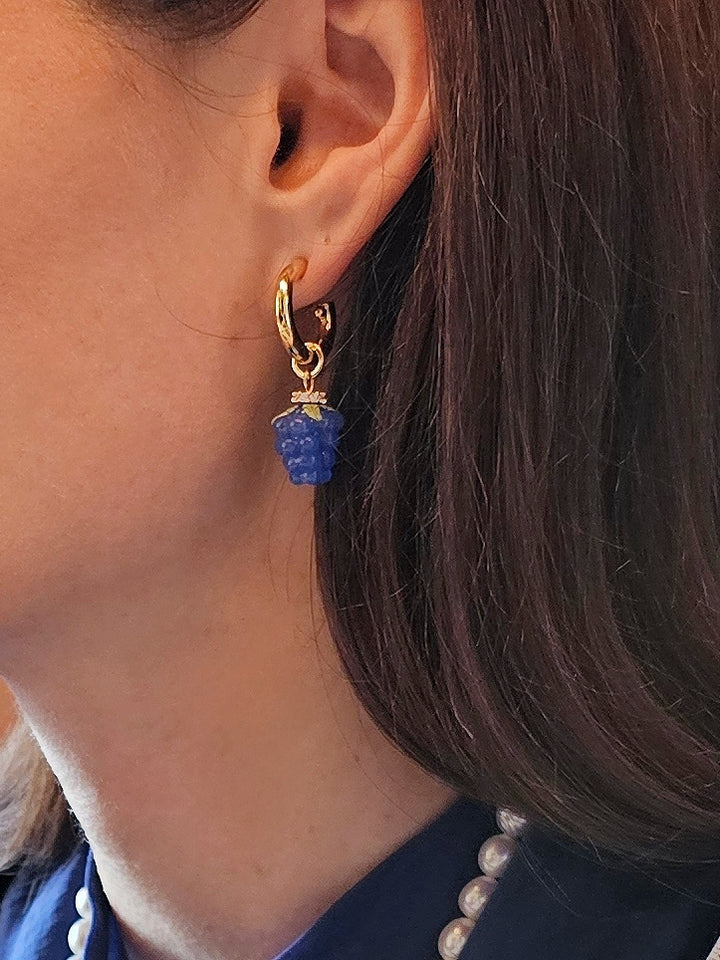 Blue Raspberry Dangle Hoop Fun Earrings PE023