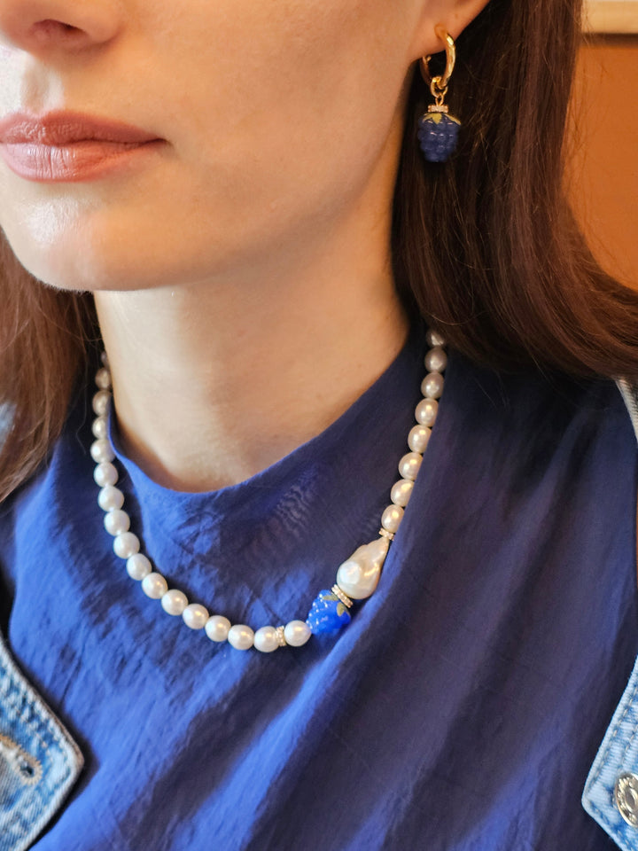 Blue Raspberry Dangle Hoop Fun Earrings PE023