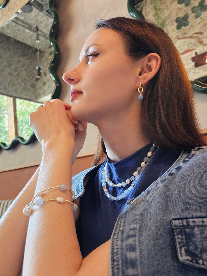 Free Style Irregular Aquamarine Modern Necklace PN027