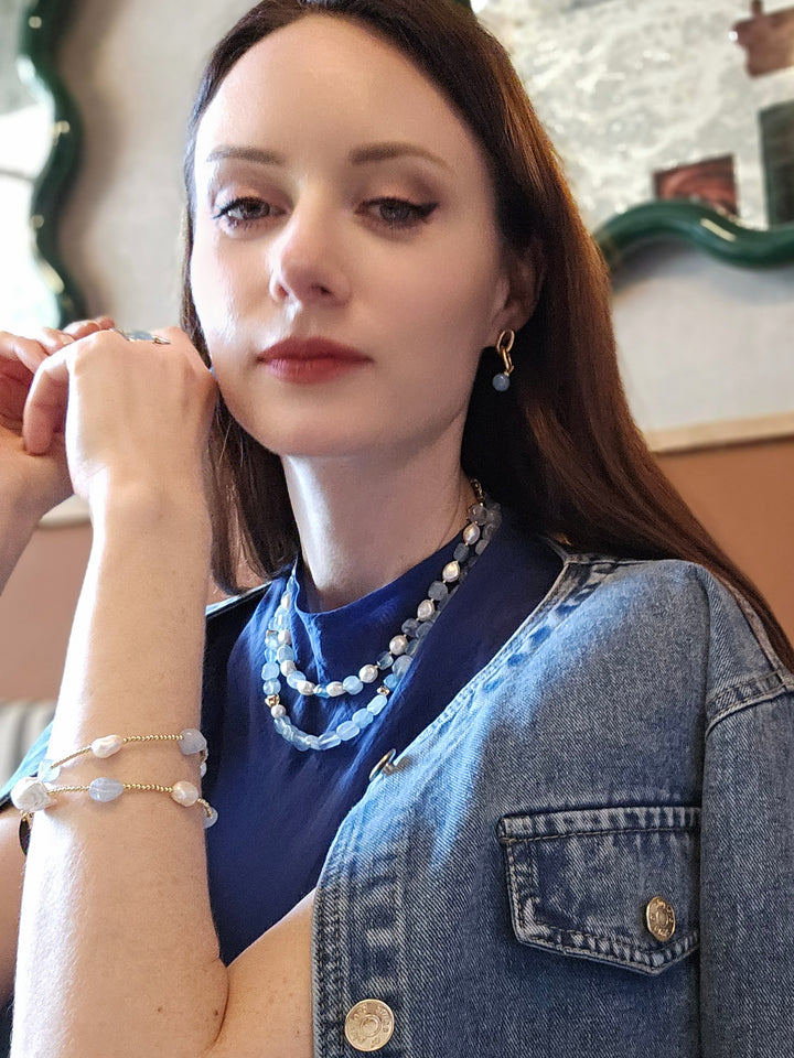 Free Style Irregular Aquamarine Modern Necklace PN027