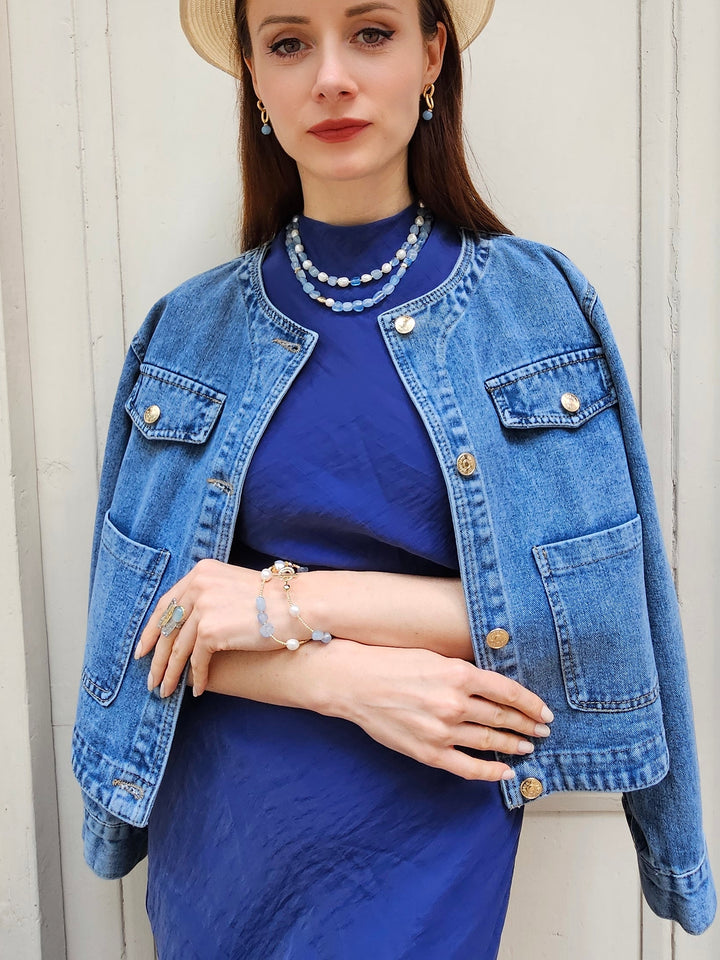 Free Style Irregular Aquamarine Modern Necklace PN027