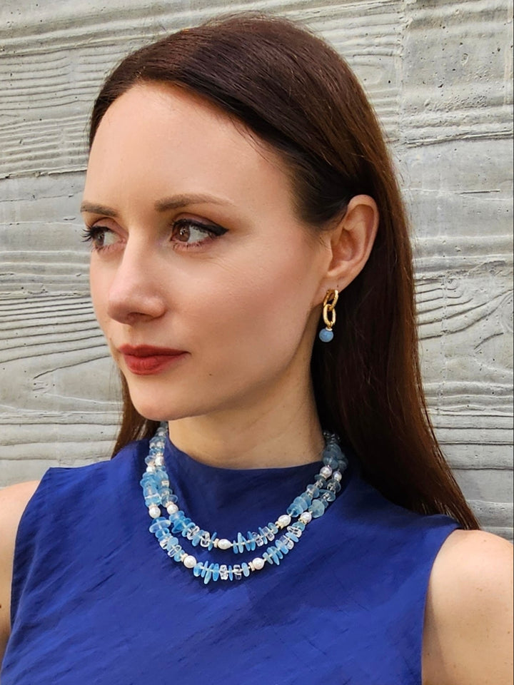 Aquamarine Dangle Lightweight Earrings PE019