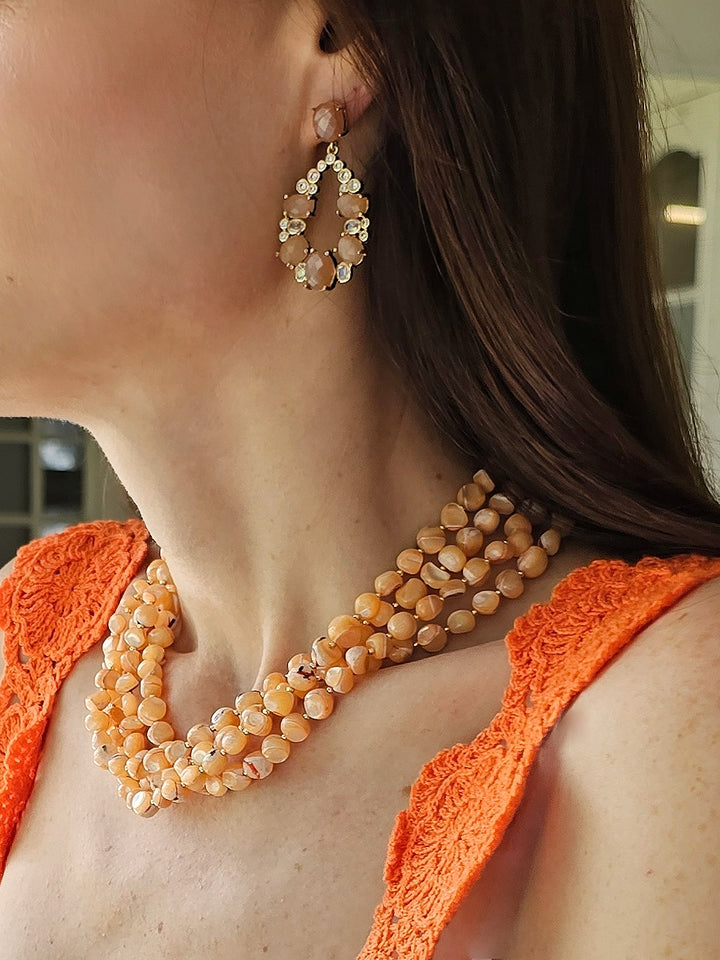 Orange Natural Shell Multi-Layers Necklace PN043