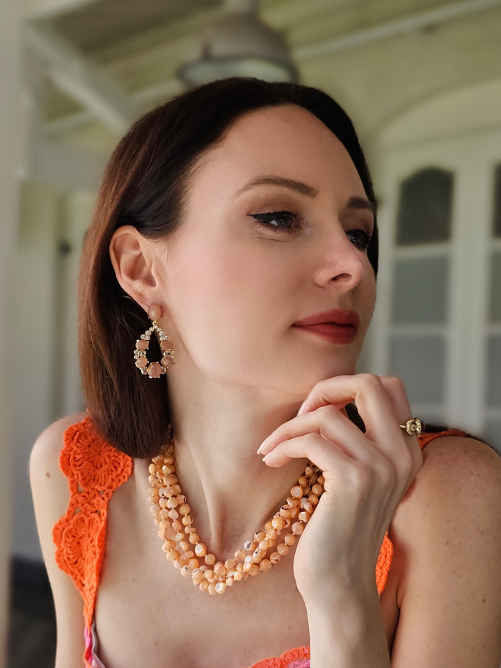 Orange Natural Shell Multi-Layers Necklace PN043