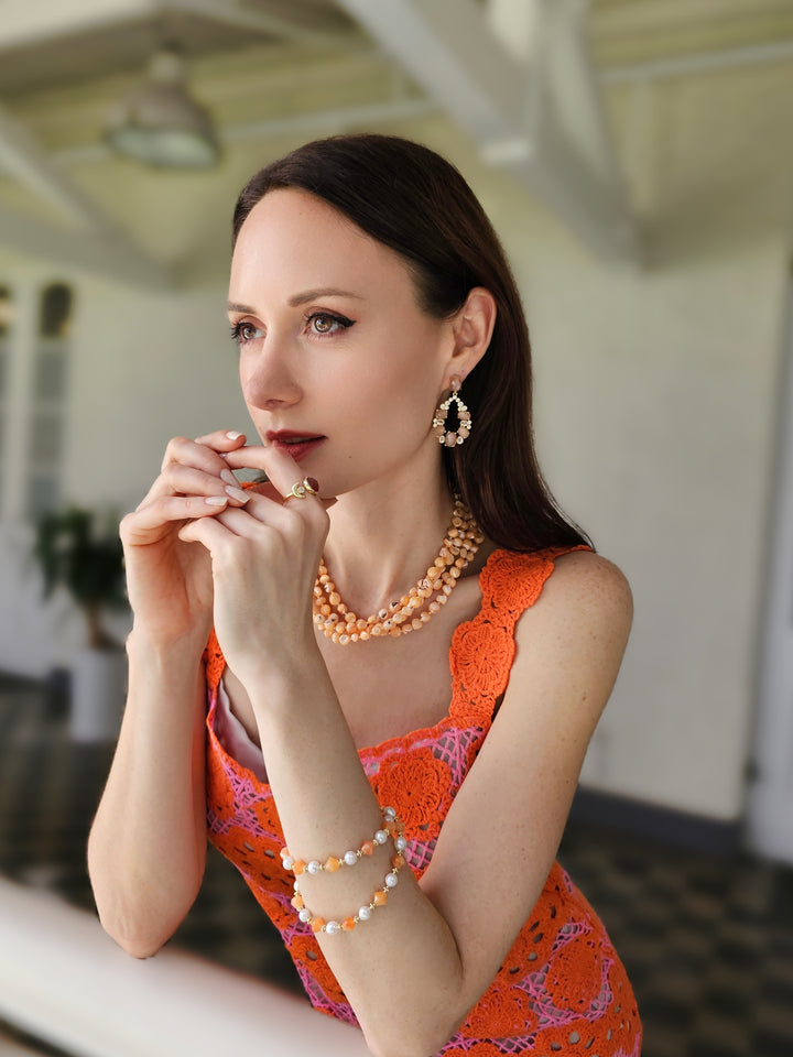 Orange Natural Shell Multi-Layers Necklace PN043