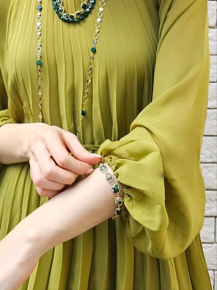 Green Gemstone Stones Box Clasp Bracelet PB026