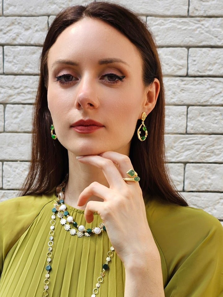 Green Agate Open Ring PR024