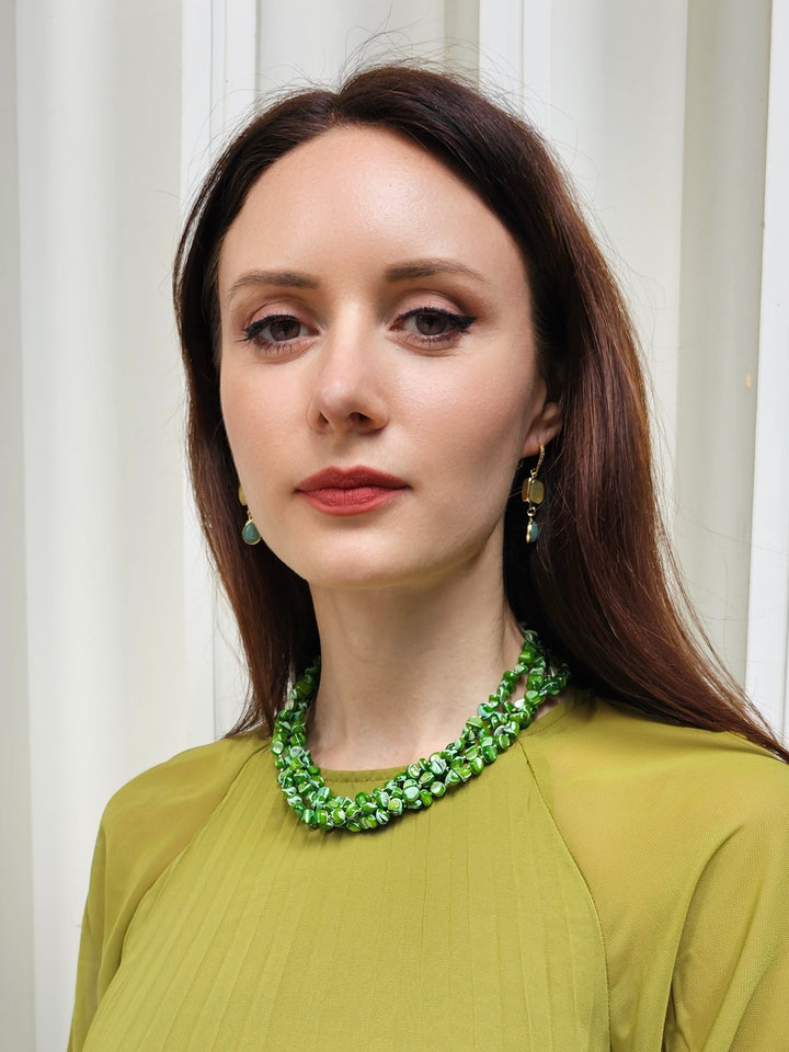 Green Natural Shell Multi-Layers Necklace PN070