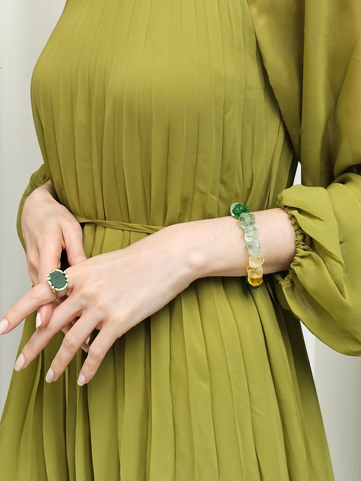 Frosted Green Aventurine Stone Setting Ring PR023