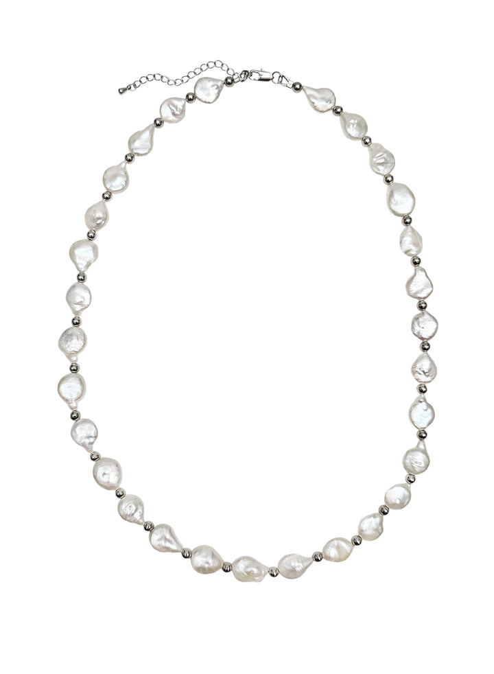 Irregular Freshwater Pearls With Sterling Silver Men Necklace MEN11
