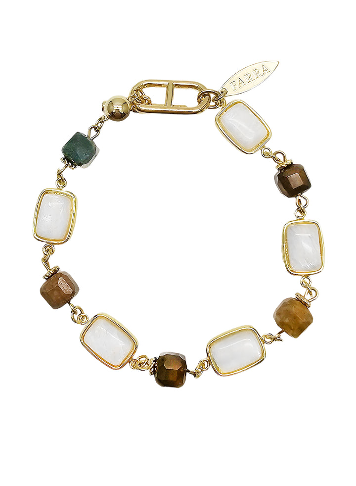 Brown Tiger Eye Stone With Moonstone Bracelet NB010