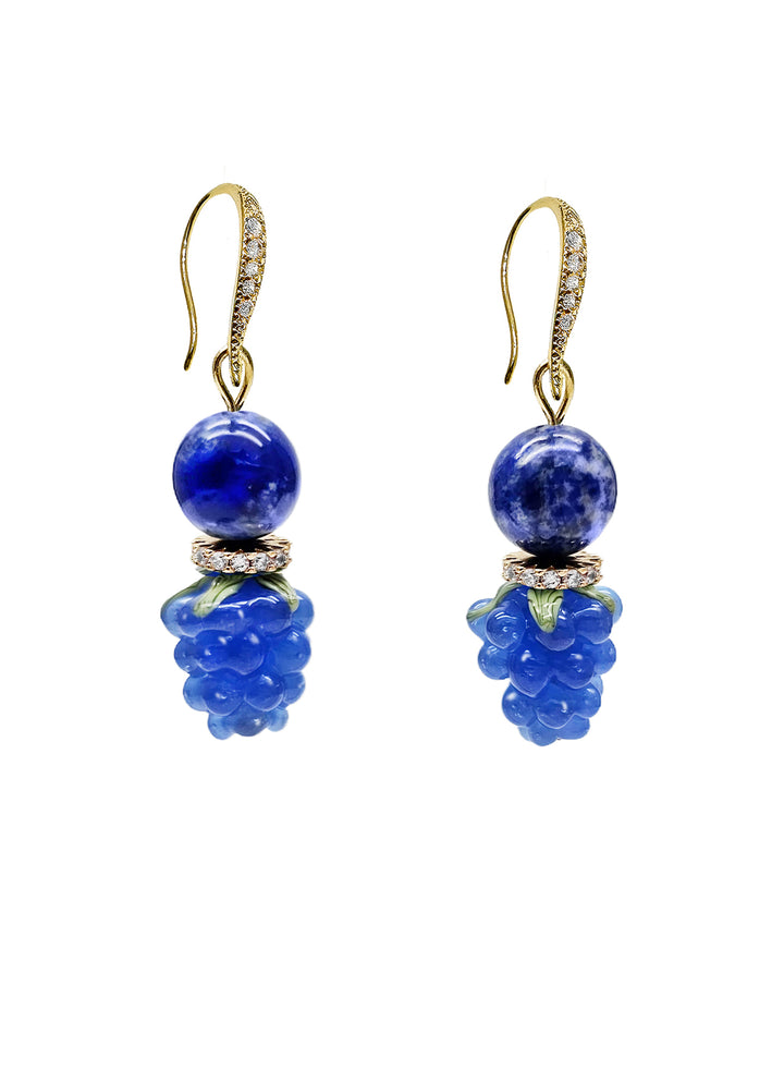Lapis Lazuli With Blue Raspberry Earrings NE029