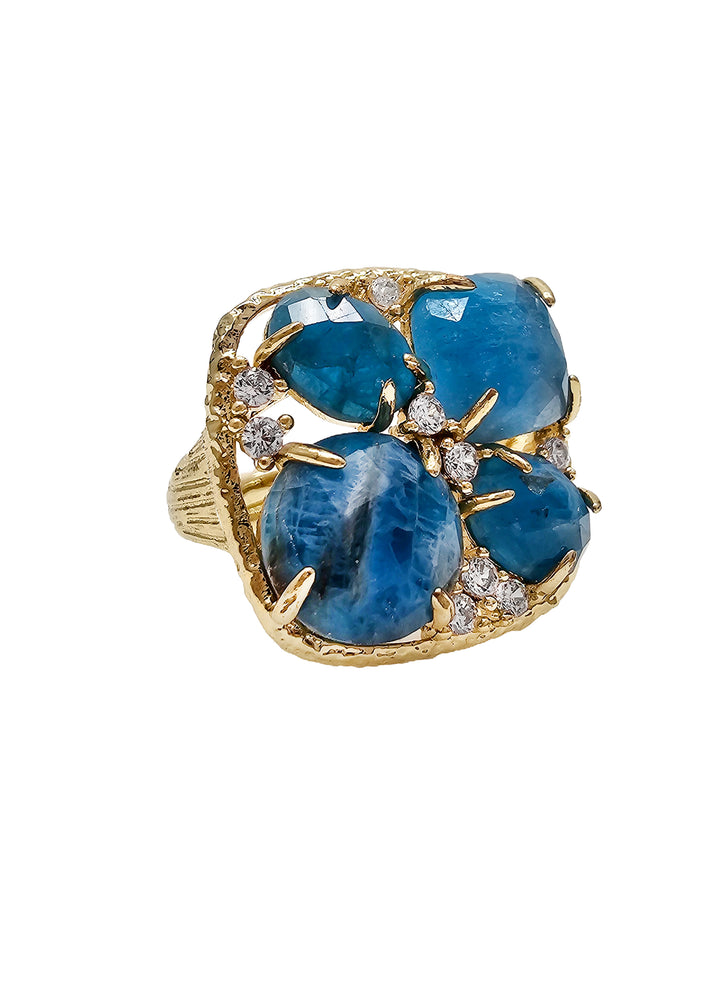 Flower Apatite Stone Statement Adjustable Ring NR012