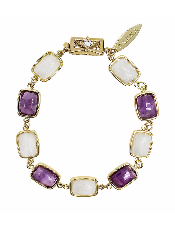 Amethyst And Moonstone Box Clasp Bracelet PB004