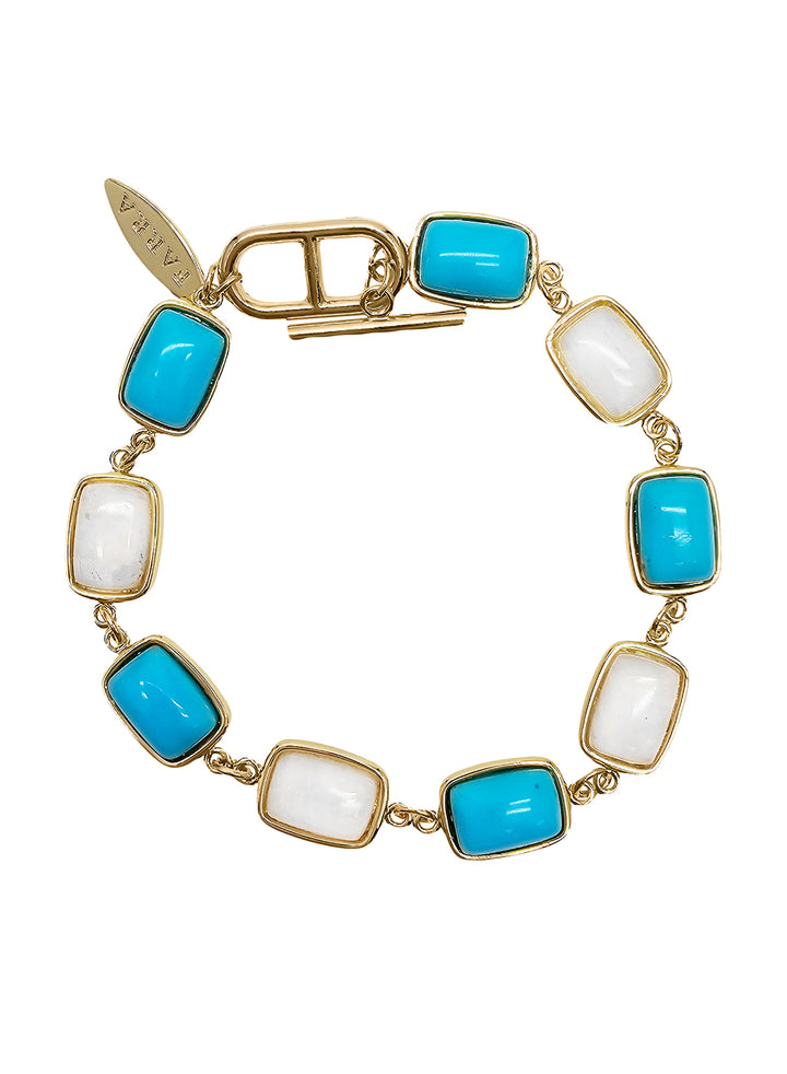 Turquoise and White Moonstone Elegance Bracelet PB006