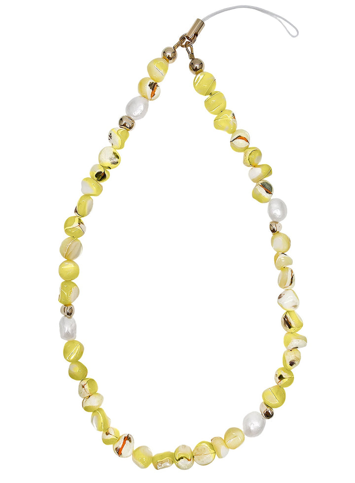Yellow Natural Shell With Freshwater Pearls Phone Strap PC001