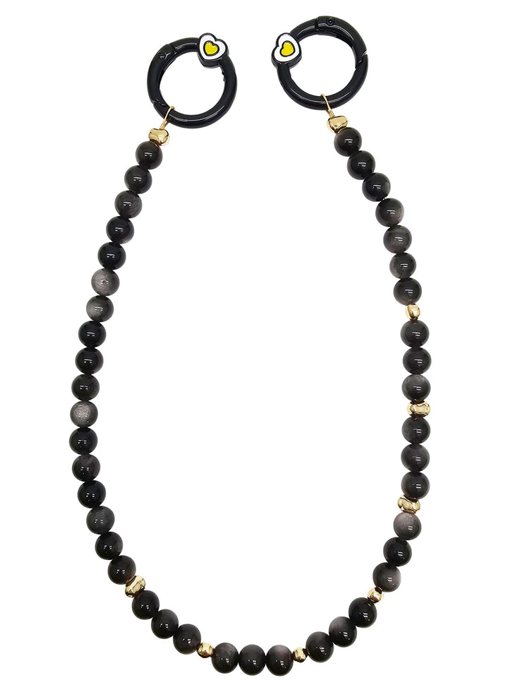 Natural Black Obsidian Phone Strap PC009