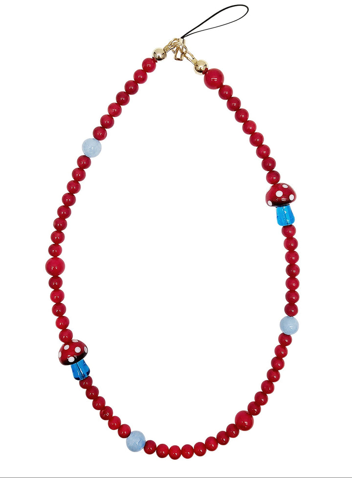 Red Bamboo Coral With Mushroom Phone Strap PC010