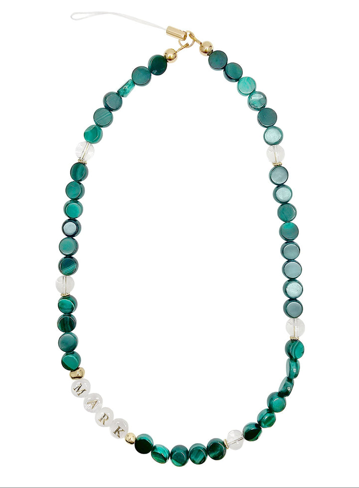 Green Malachite With Customizable Name Phone Strap PC012