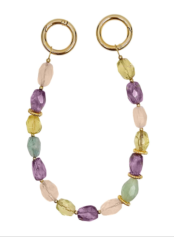 Colormixed Natural  Rose Quartz Citrine Amethyst Phone Strap PC014