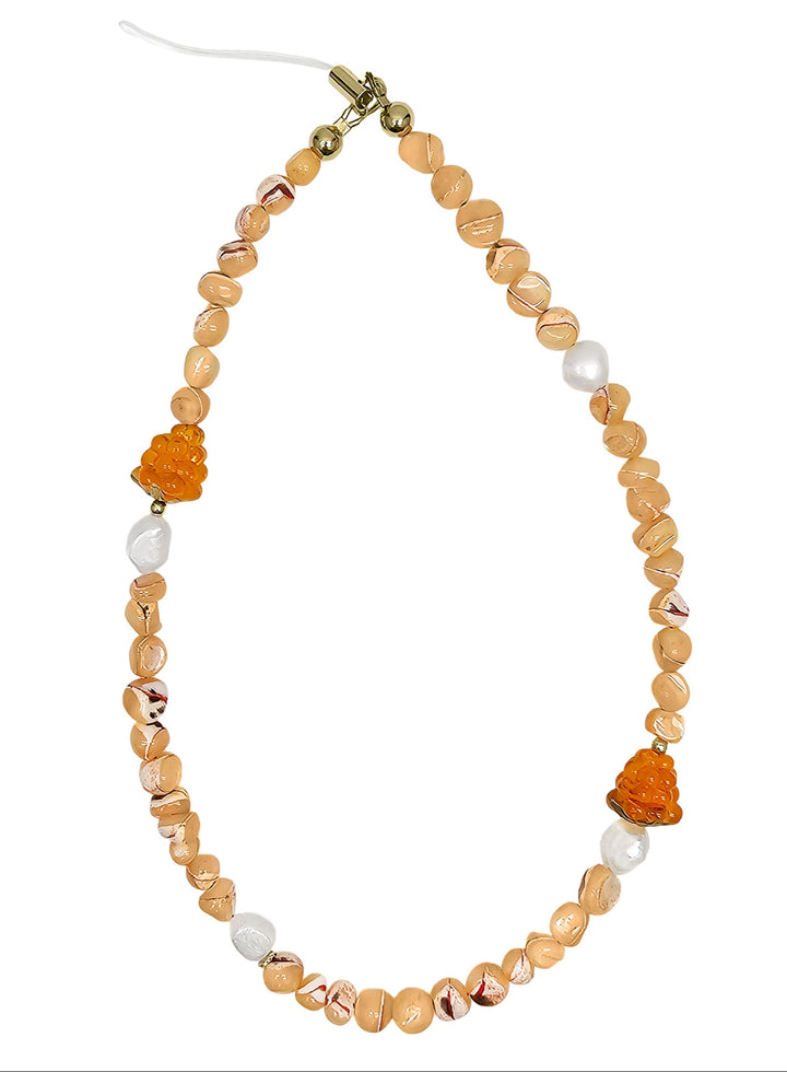 Orange Shell With Raspberry And Pearls Phone Strap PC015
