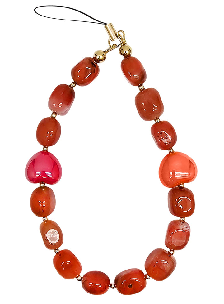 Nugget Red Agate With Hearts Phone Strap PC018