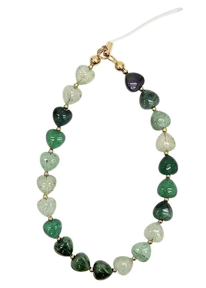 Heart Shaped Green Aventurine Phone Strap PC022