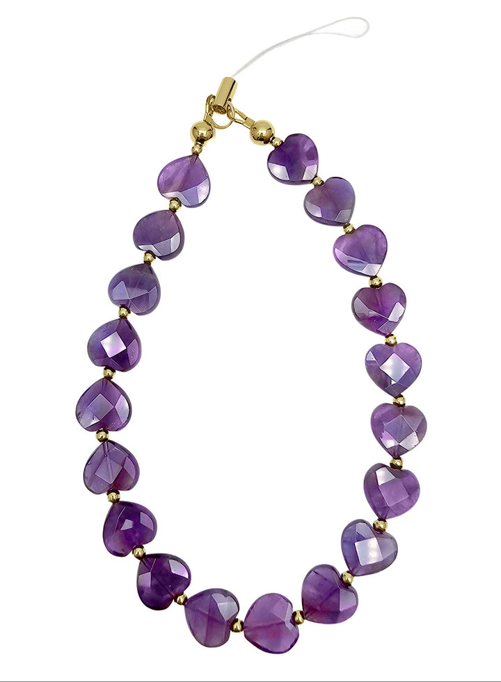 Heart Shaped Amethyst Phone Strap PC027