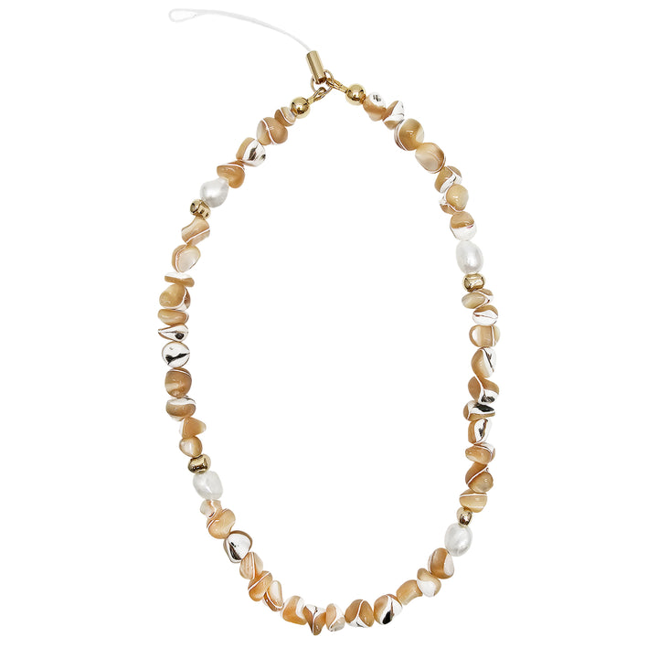 Brown Color Natural Shell With Freshwater Pearls Phone Strap PC036