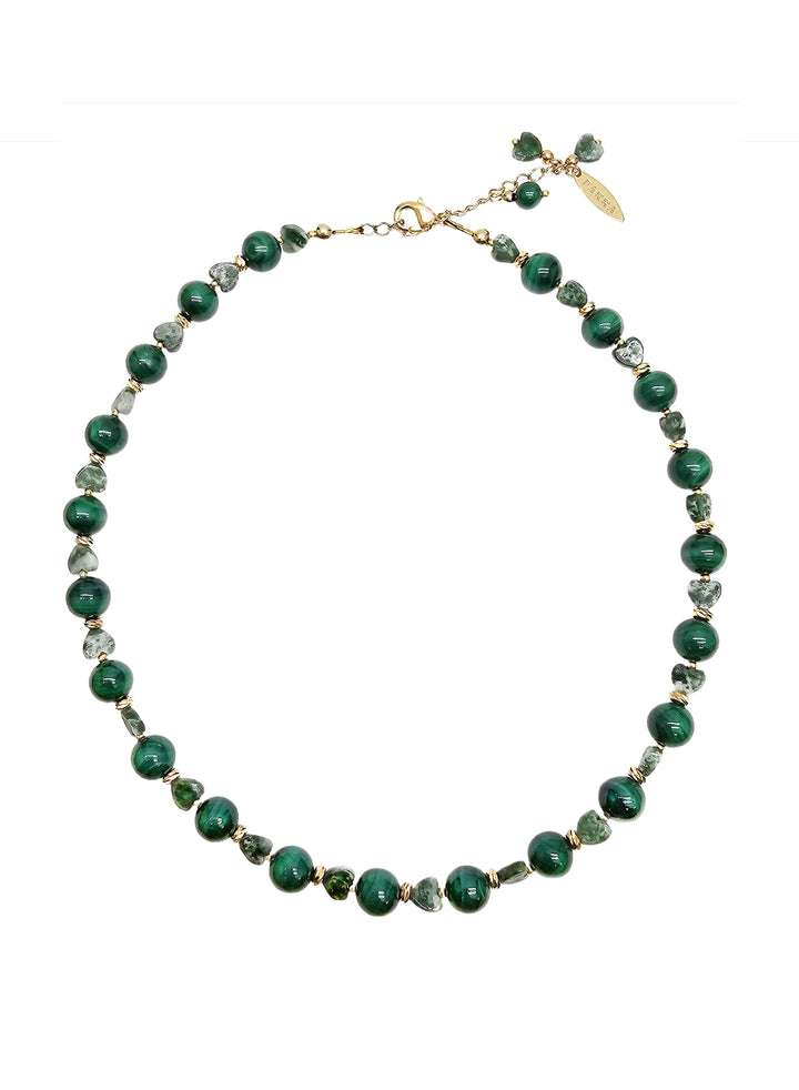 Green Malachite With Heart Shape Agate Choker Necklace QN018