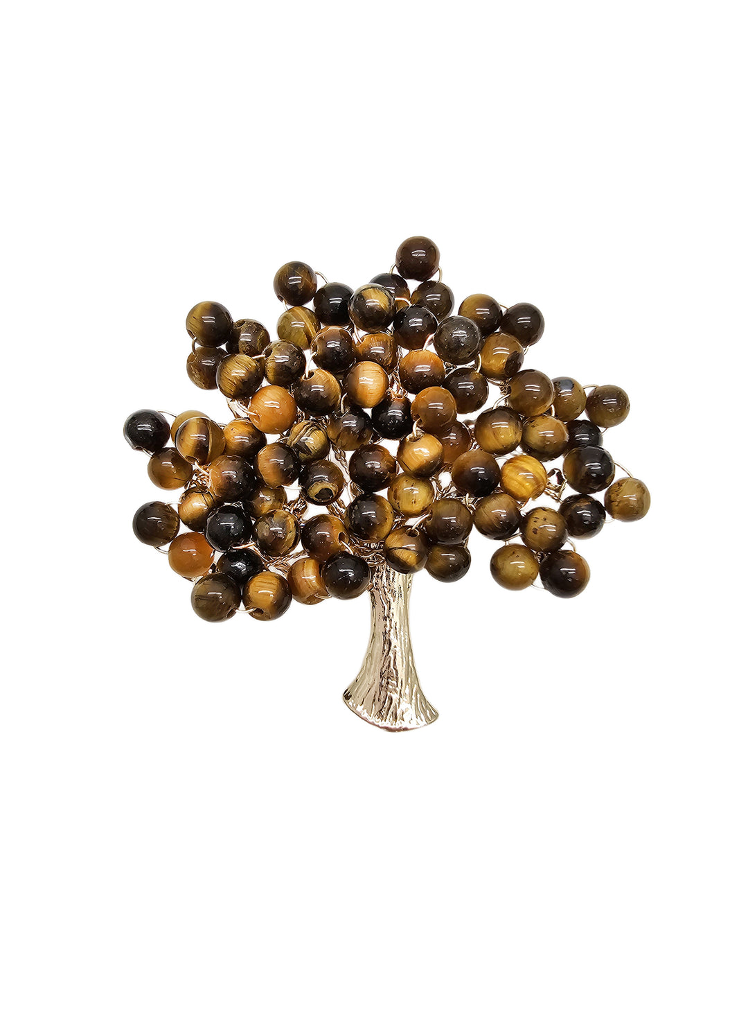 Handcrafted Tree Shape Tiger-eye Stone Brooch QP002
