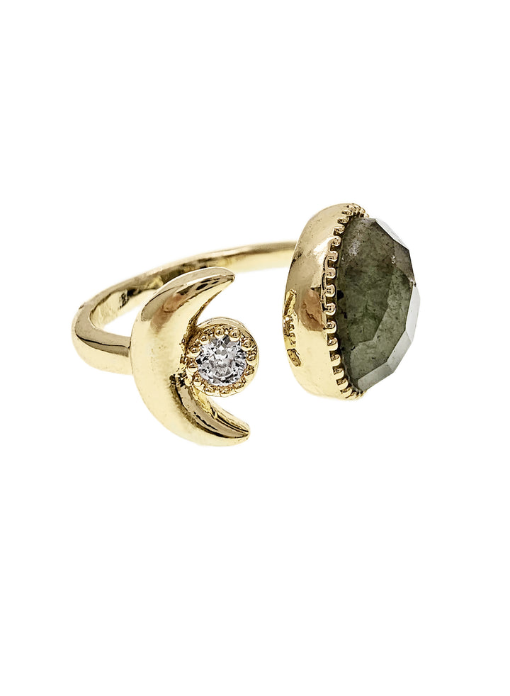 Labradorite Stone Open Ring QR007