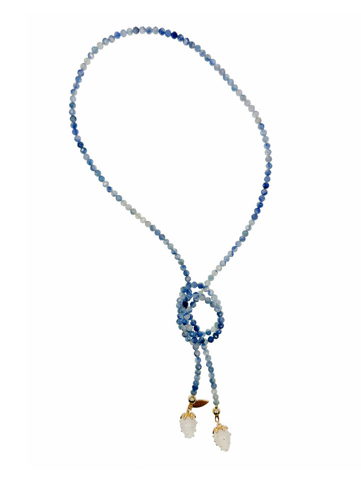 Blue Kyanite with Strawberry Pendants Open-end Necklace JN039 - FARRA