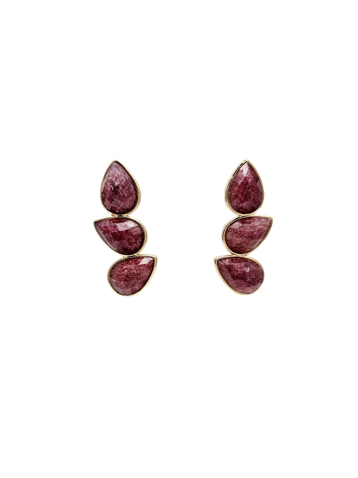 Strawberry Quartz Statement Stud Earrings NE016
