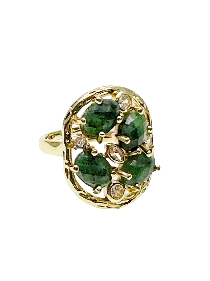 Green Zoisite Gemstone Statement Ring KR004 - FARRA