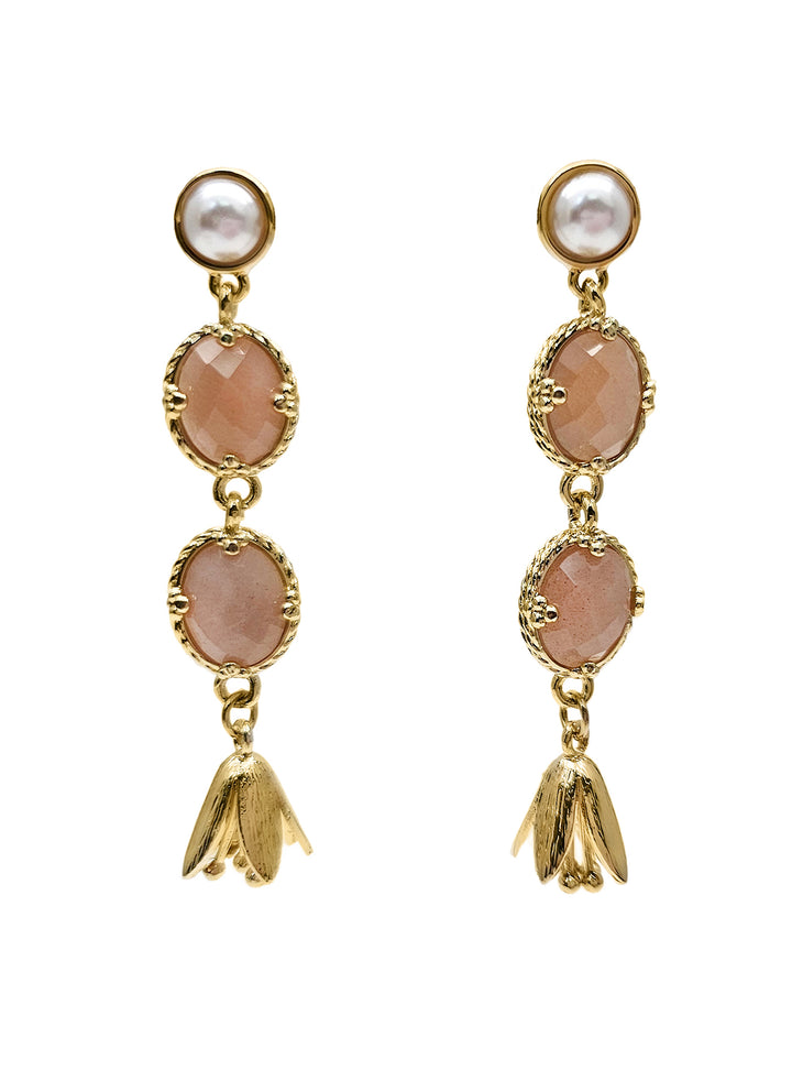 Sunstone Dangle Stud Earrings PE029