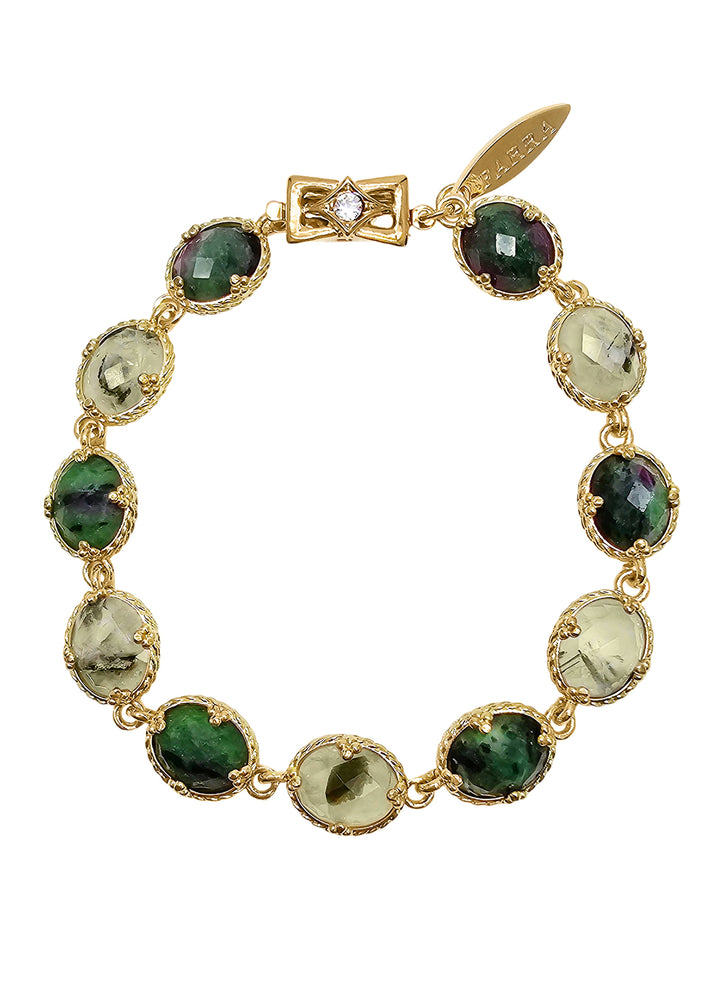 Green Gemstone Stones Box Clasp Bracelet PB026