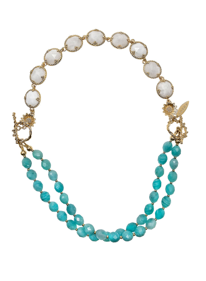 Amazonite With White Moonstone Versatile Necklace PN017