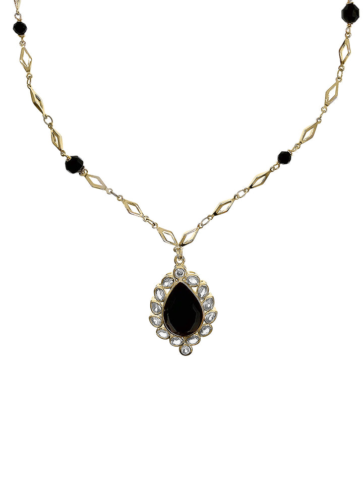 Black Obsidian Pendant Chain Necklace PN002