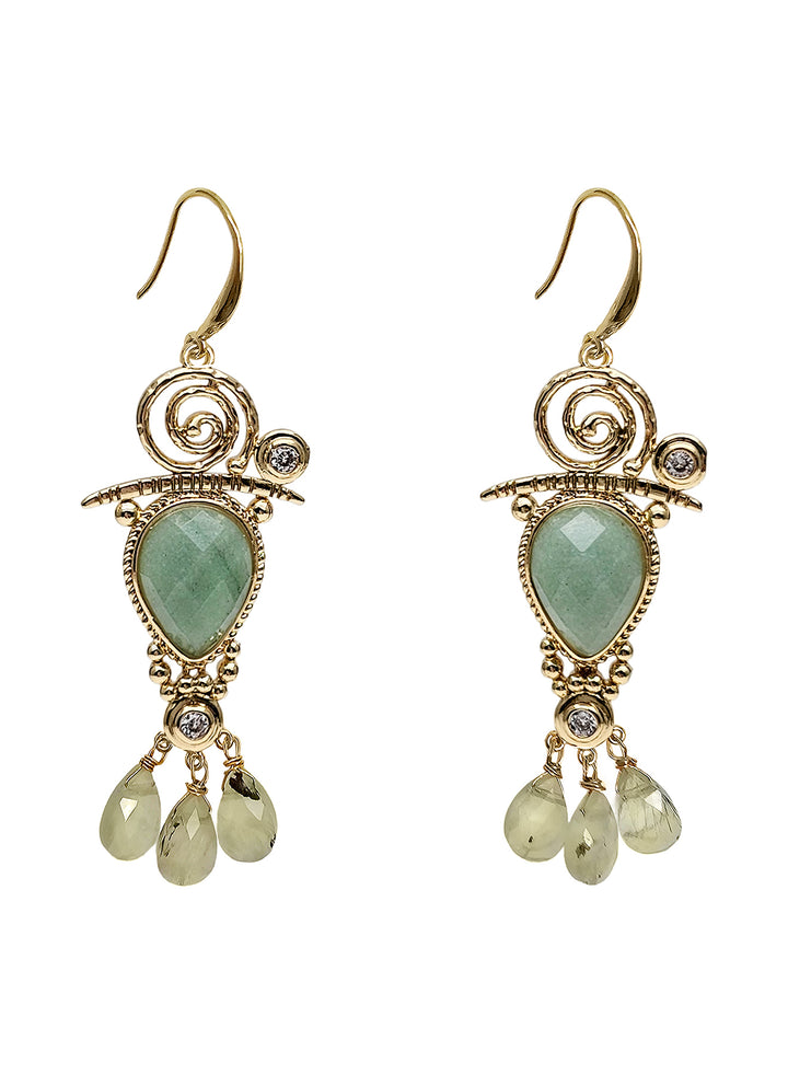 Green Gemstone Chandelier Earrings PE016