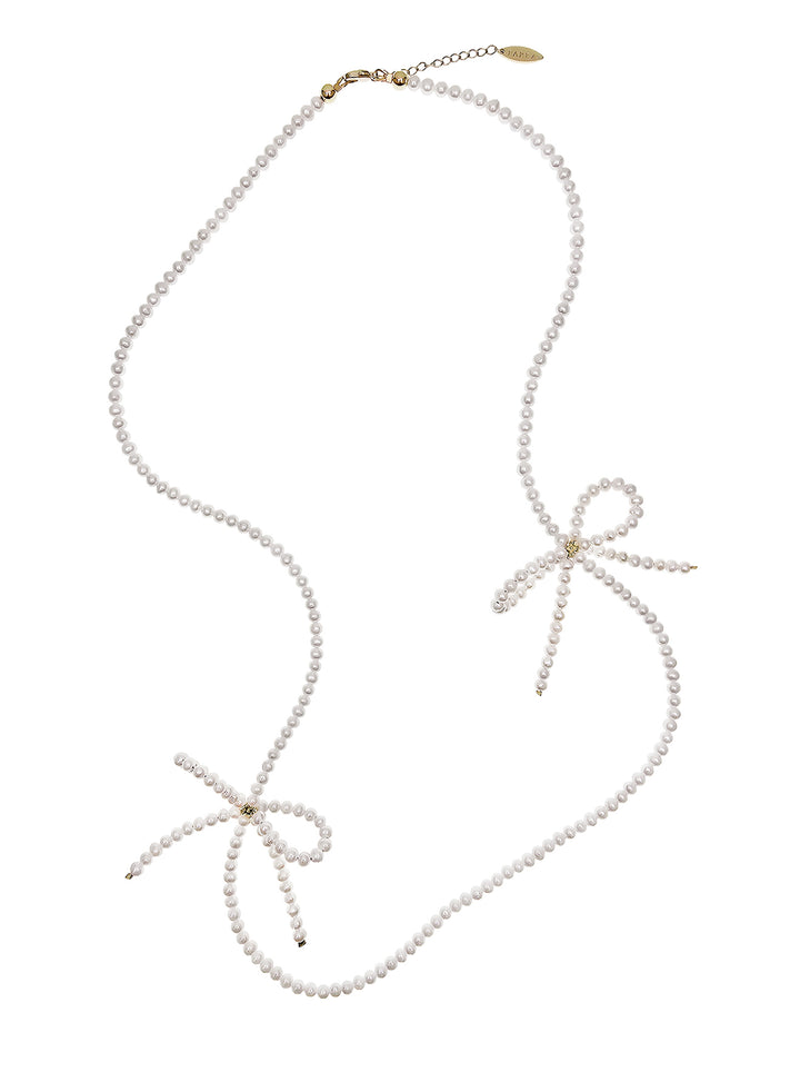 Freshwater Pearls Crafted Butterfly Knot Long Necklace PN008