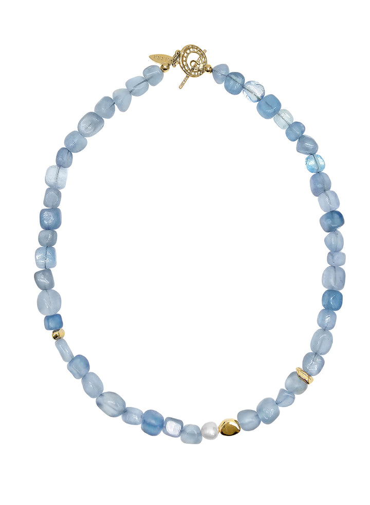Free Style Irregular Aquamarine Modern Necklace PN027