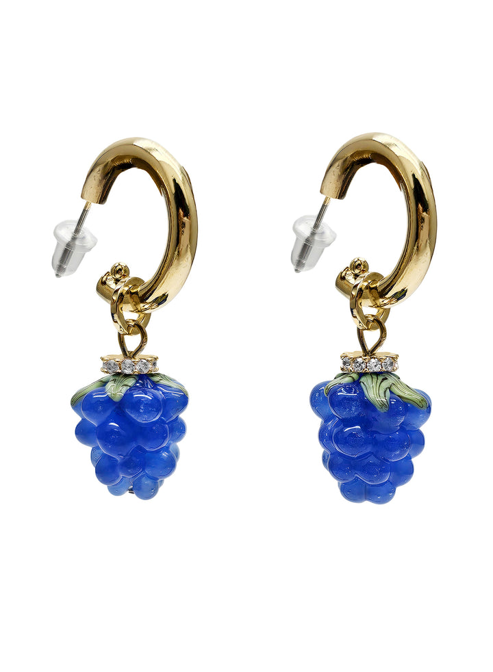 Blue Raspberry Dangle Hoop Fun Earrings PE023