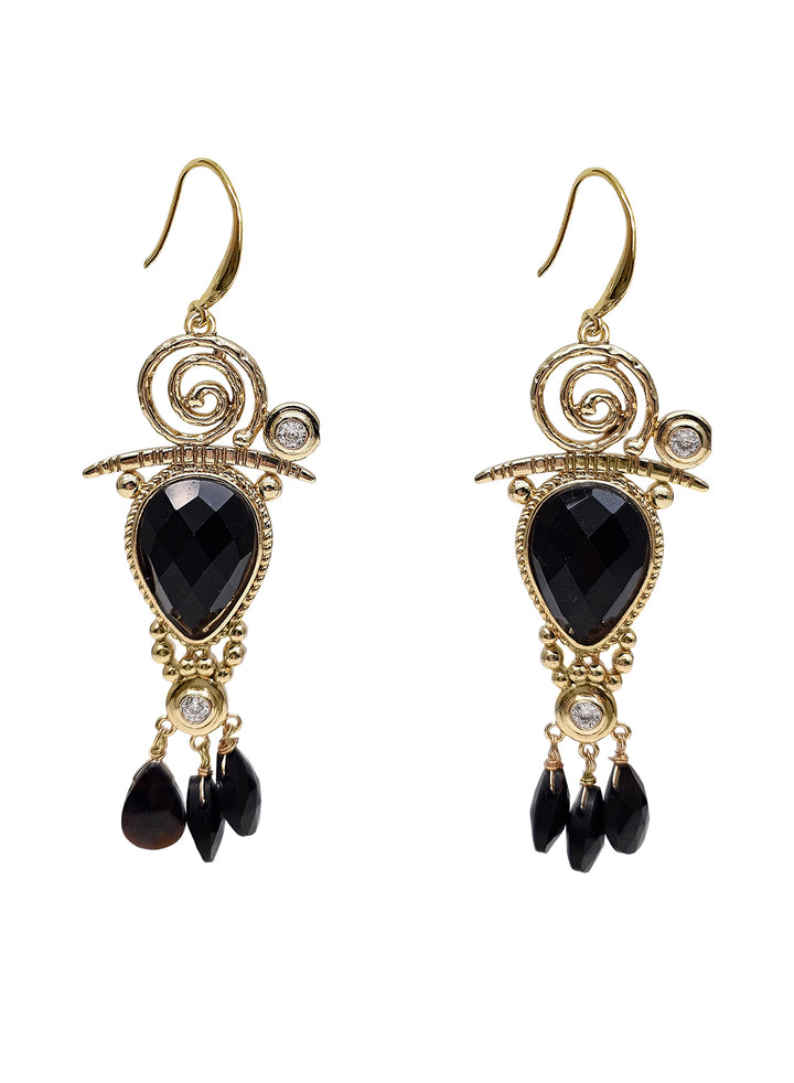 Black Agate Chandelier Earrings PE002