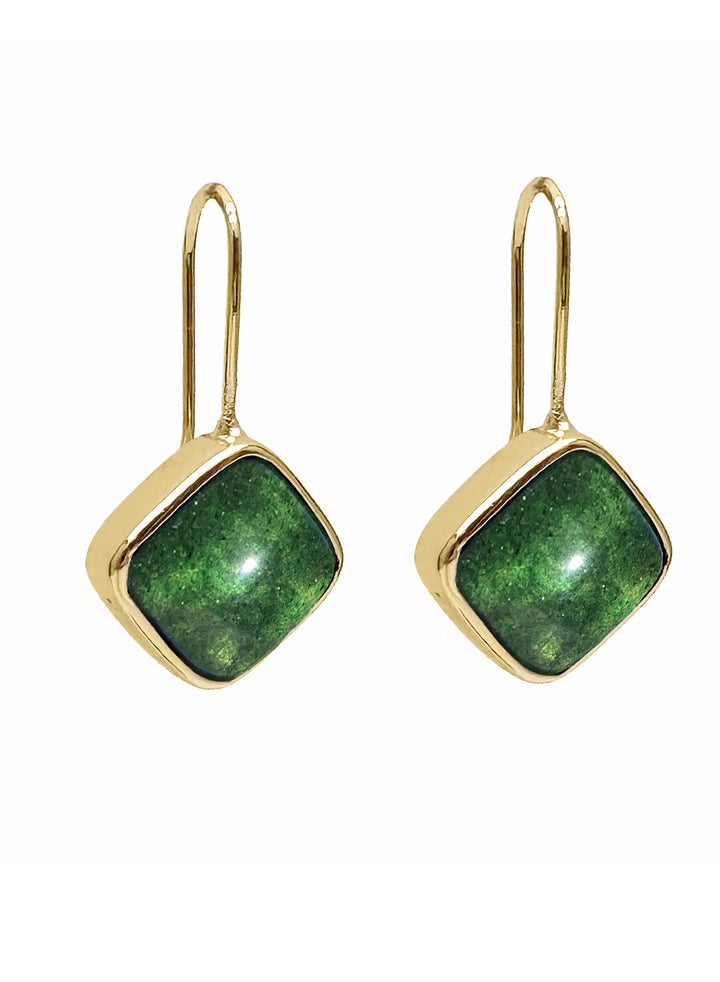 Square Shaped Green Aventurine Earrings PE042