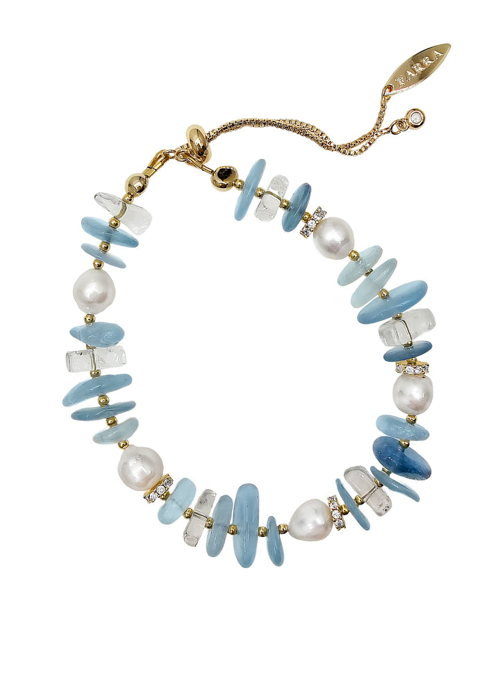 Aquamarine With Freshwater Pearls Bracelet PB009