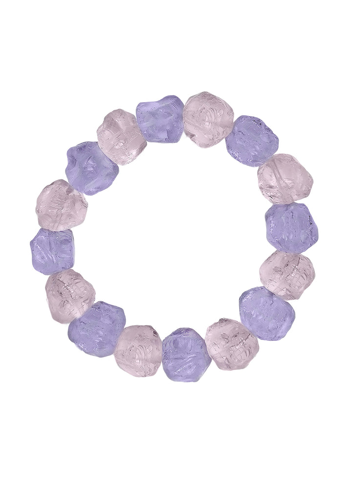 Nugget Amethyst And Rose Quartz stretchy Bracelet PB002