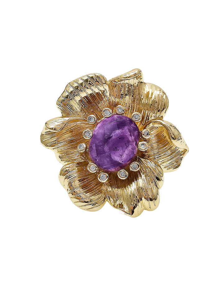 Flower Setting With Amethyst Stone Ring PR007