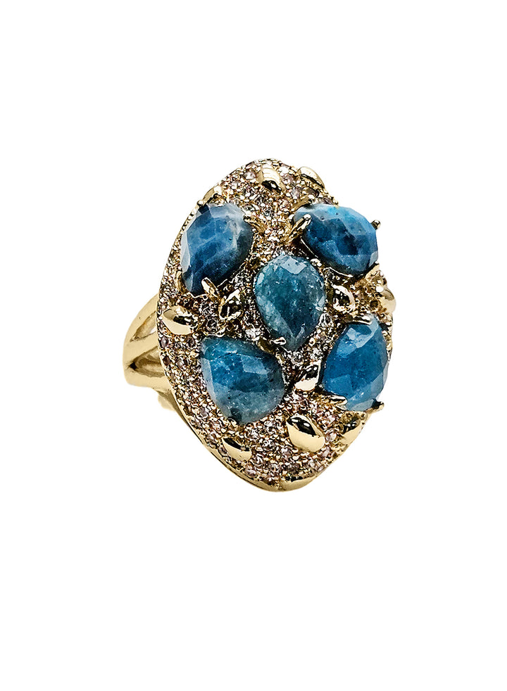 Blue Apatite Stone Cocktail Ring PR013