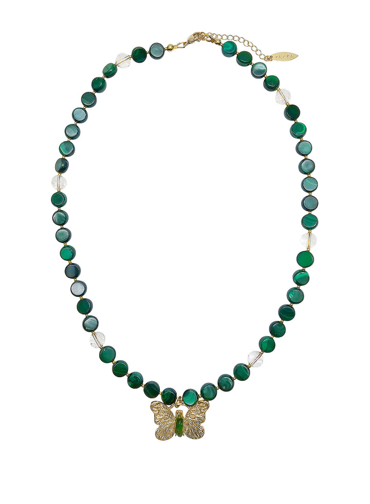 Malachite With Butterfly Pendant Necklace PN063